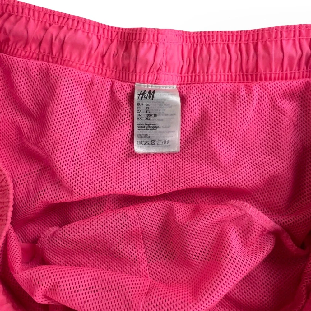 GUC H&M Mens XL Swim Trunks Shorts Lined Volley Beach Pool Neon Hot Pink